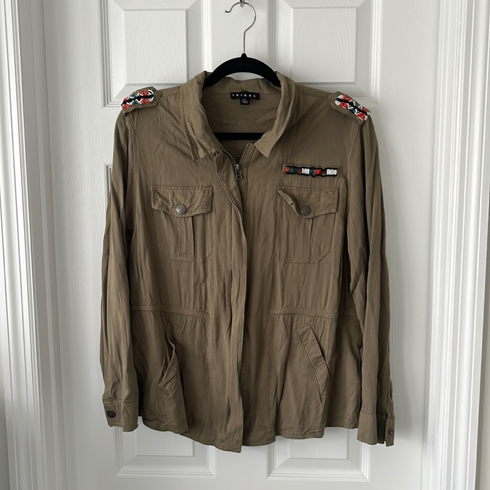 Olive Green Feminine Army Style Lightweight Jacket